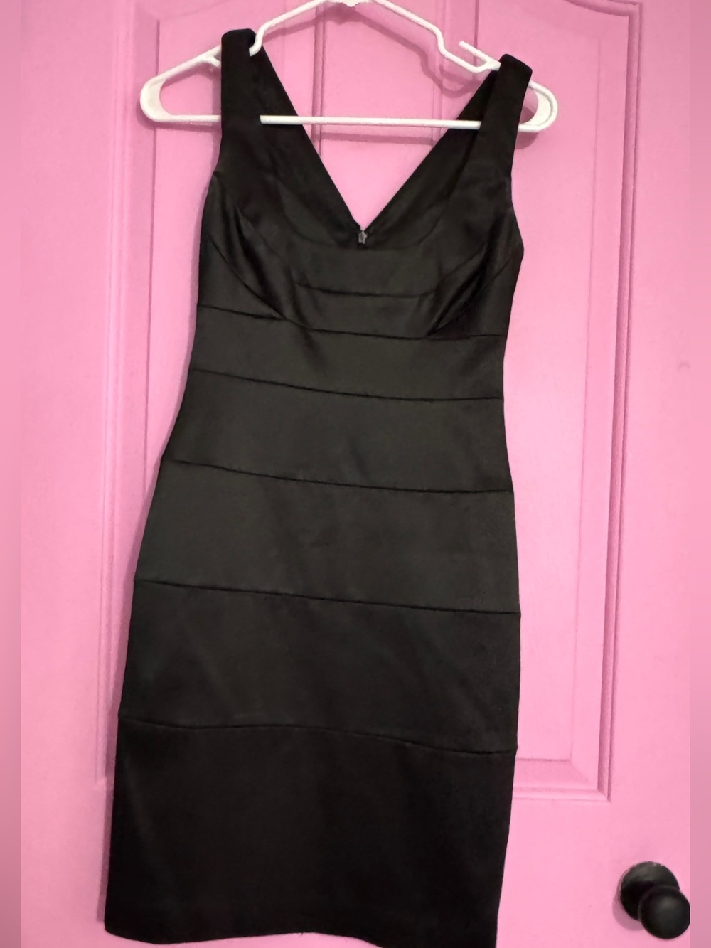 White House Black Market Black V-Neck Bandage Midi Dress